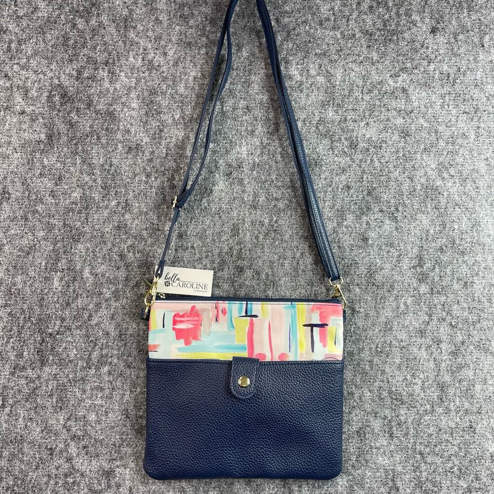 Brownlow Navy Blue Watercolor Print Crossbody Bag Bella Caroline